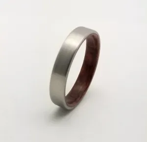 Womens Titanium with Bubinga Wood Lining Wedding Band