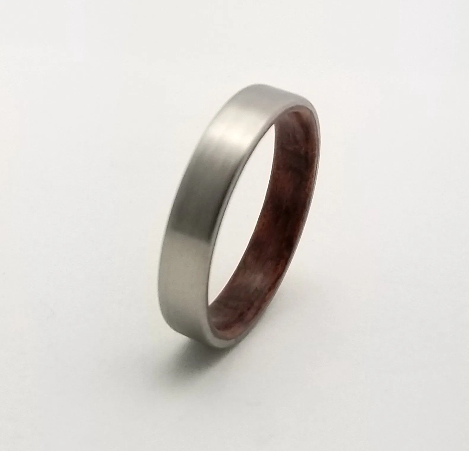 Womens Titanium with Bubinga Wood Lining Wedding Band